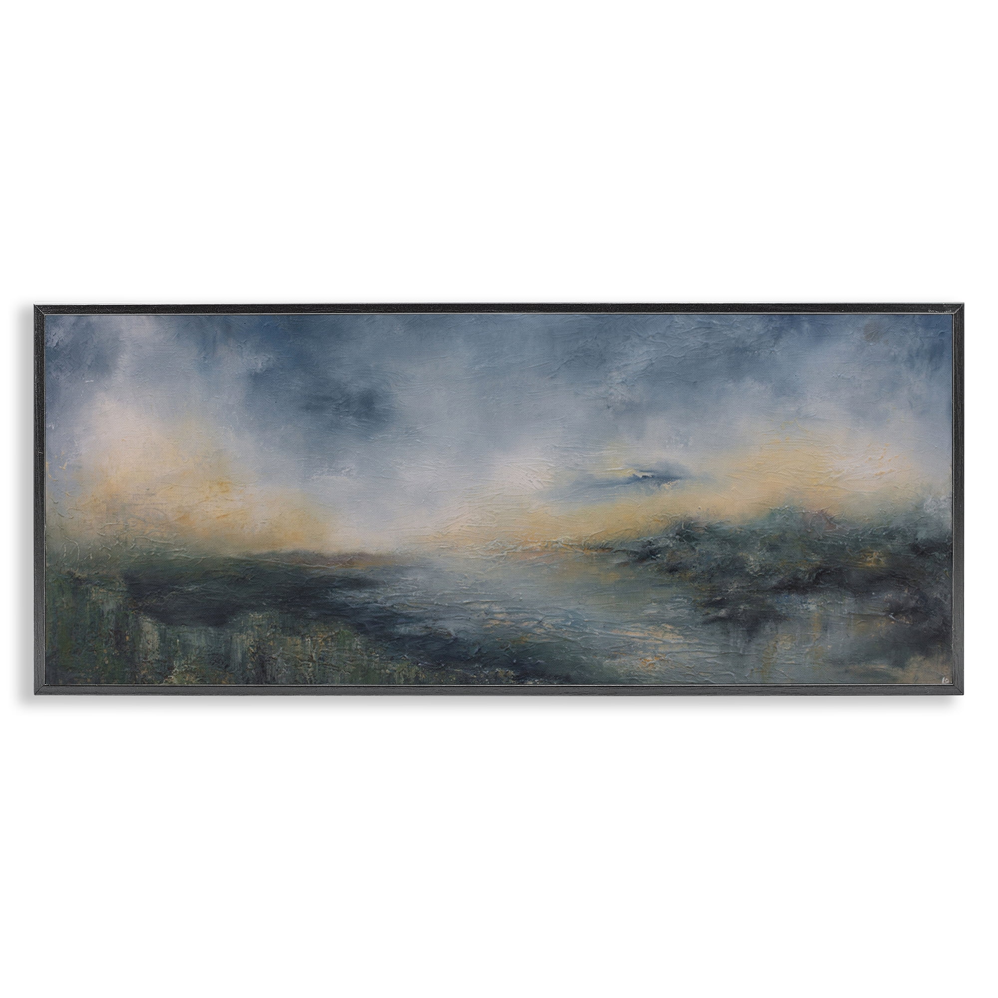 Stupell Industries Fame Islands Abstraction Abstract Painting Black Framed Art Print Wall Art, 30 x 13