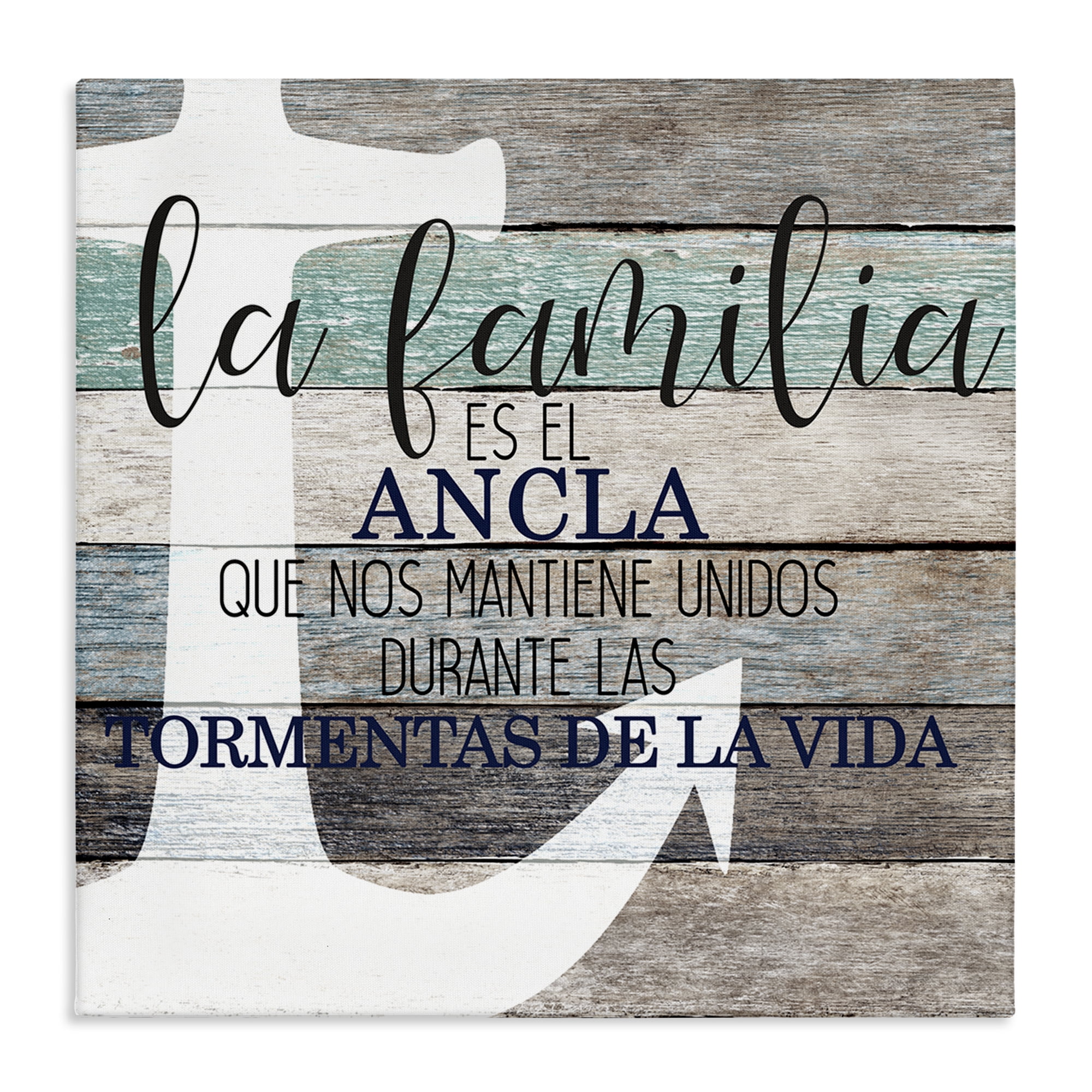 Stupell Industries Familia Nuestro Ancla Inspirational Quotes & Sayings Painting Wrapped Canvas Art Print Wall Art, 30 x 30