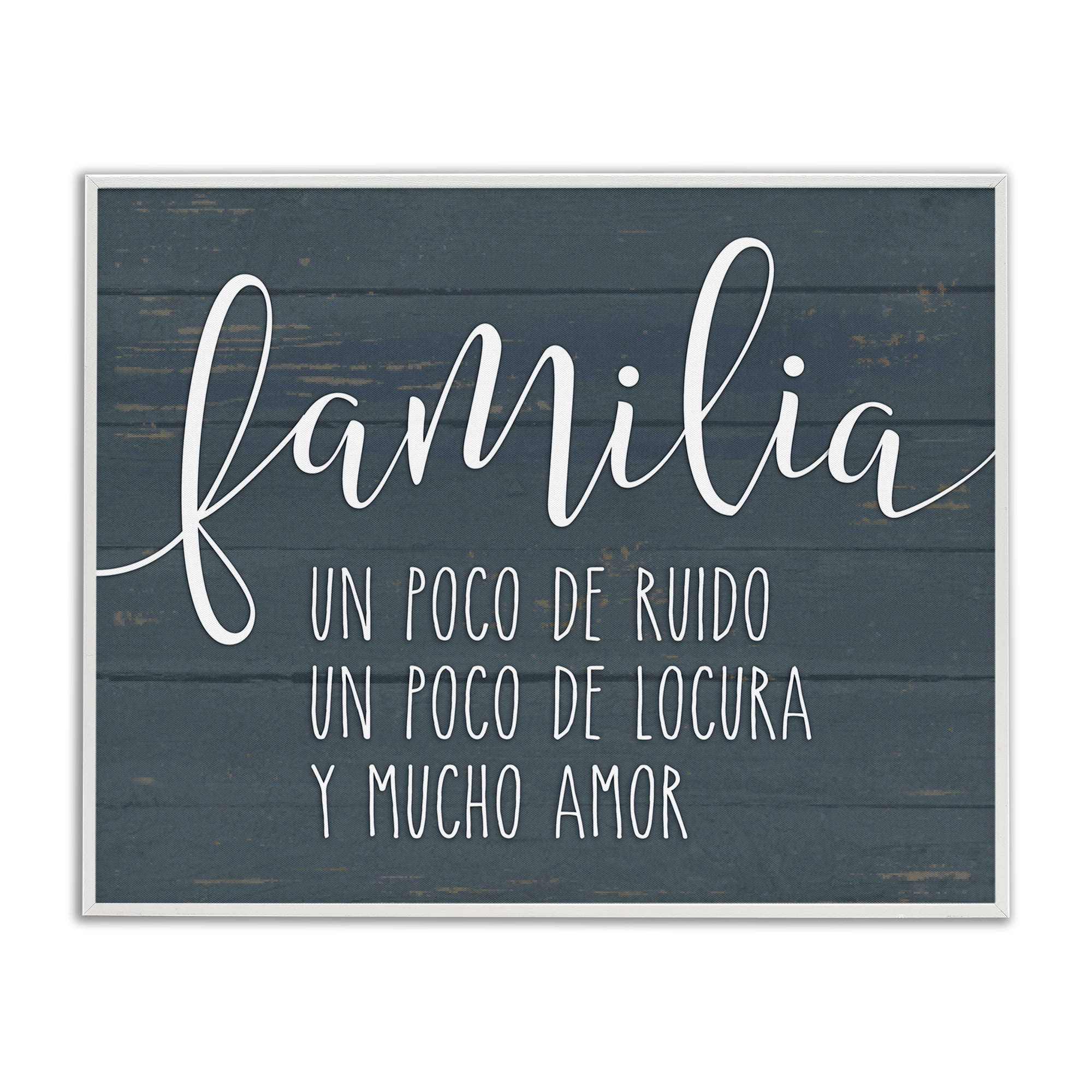 Stupell Industries Familia Y Mucho Amor Inspirational Quotes & Sayings Painting White Framed Art Print Wall Art, 30 x 24