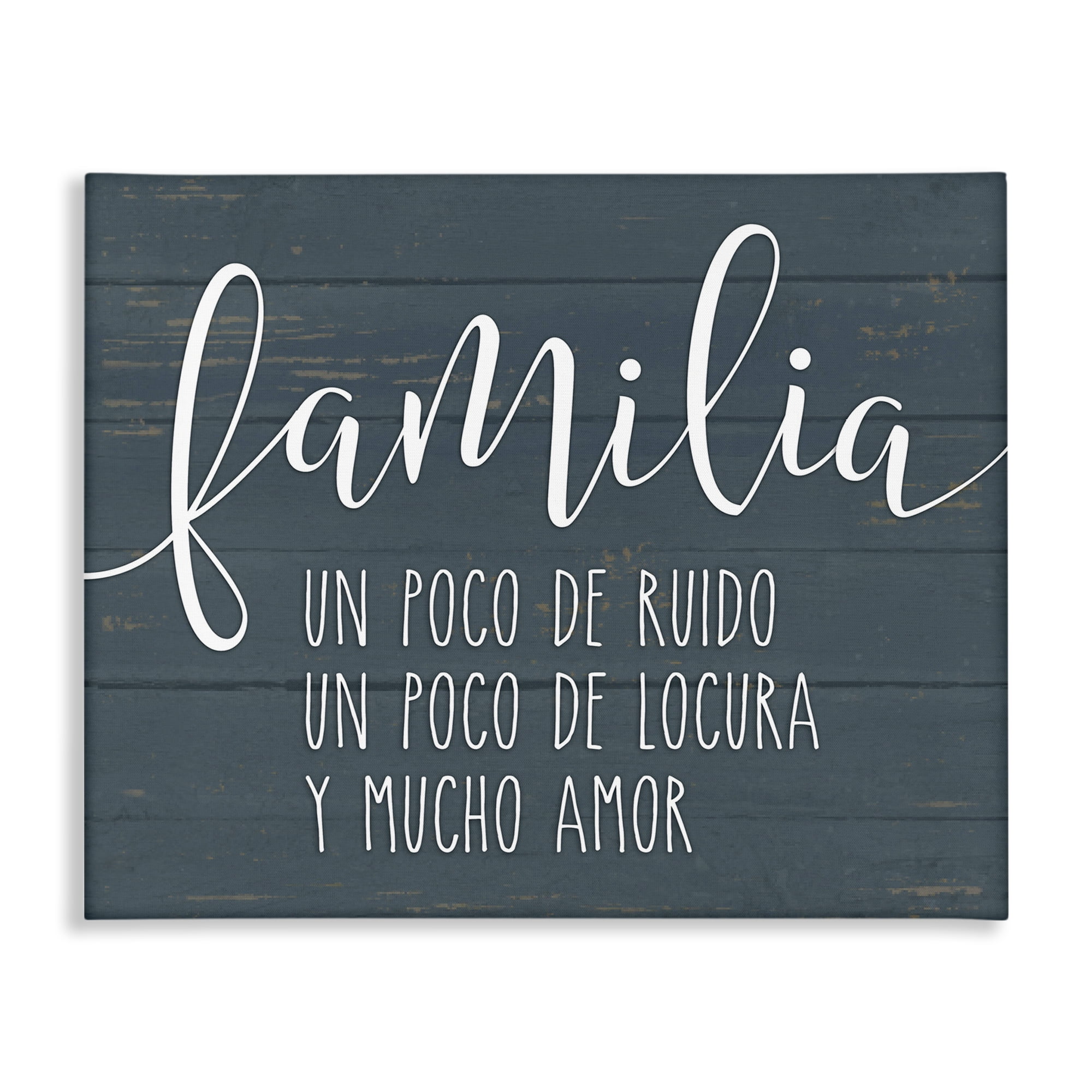 Stupell Industries Familia Y Mucho Amor Inspirational Quotes & Sayings Painting Wrapped Canvas Art Print Wall Art, 20 x 16