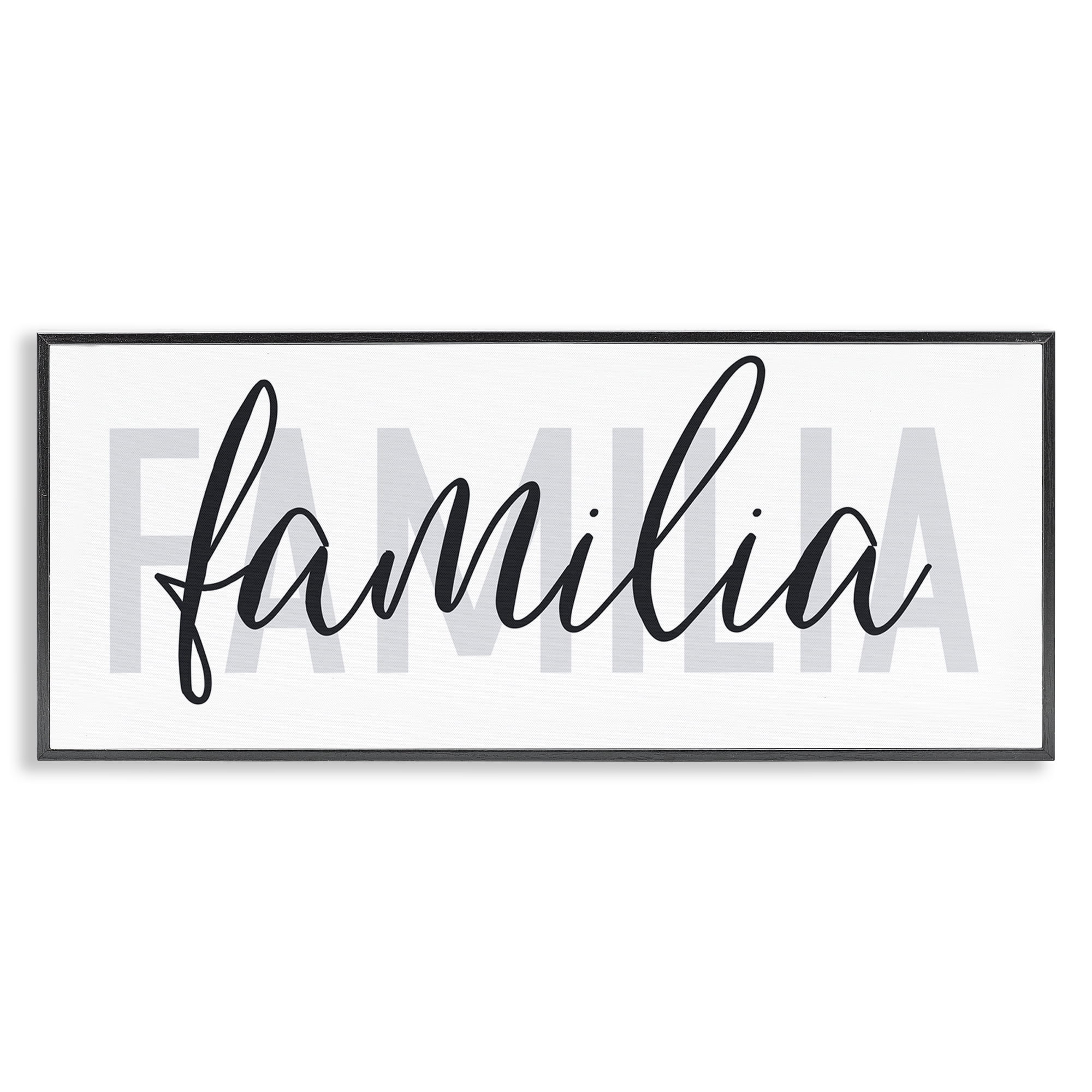 Stupell Industries Familia con Diseño Minimalista Typography and Symbols Painting Black Framed Art Print Wall Art, 24 x 10