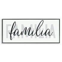 Stupell Industries Familia con Diseño Minimalista Typography and Symbols Painting Black Framed Art Print Wall Art, 24 x 10