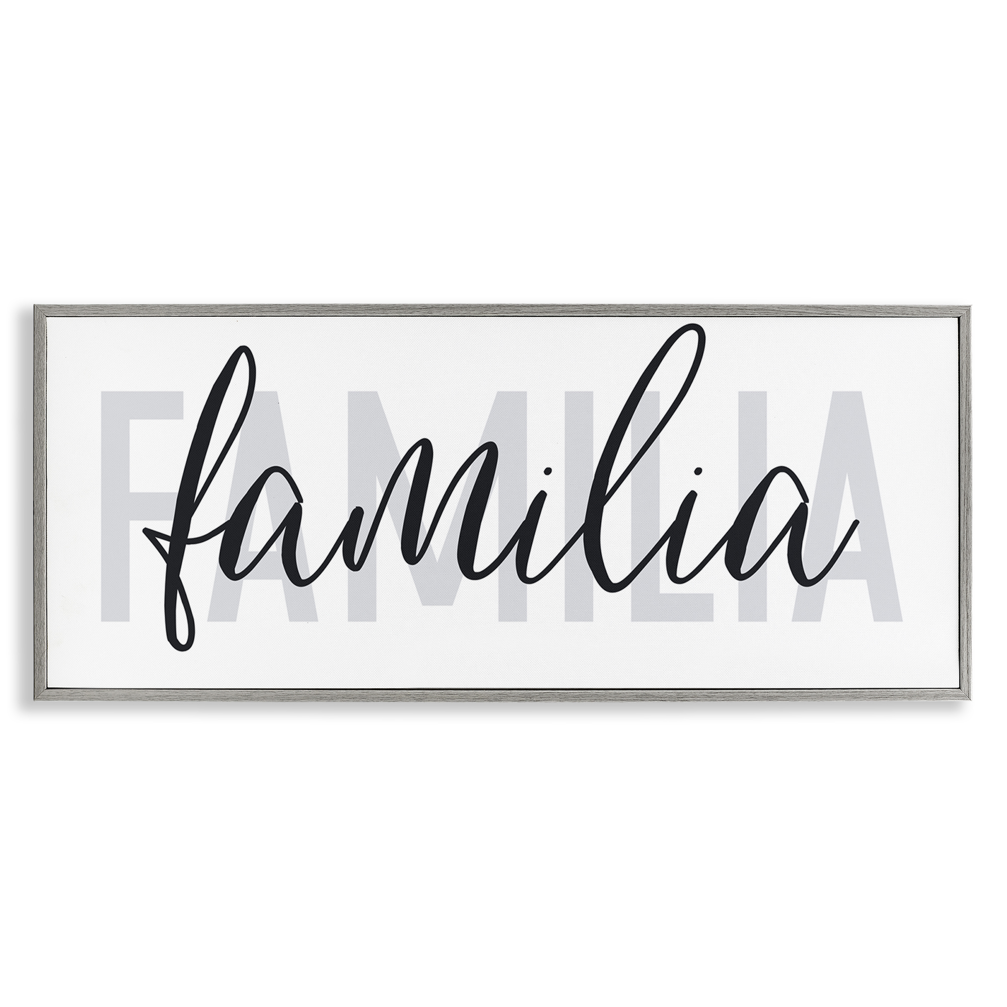 Stupell Industries Familia con Diseño Minimalista Typography and Symbols Painting Gray Framed Art Print Wall Art, 30 x 13