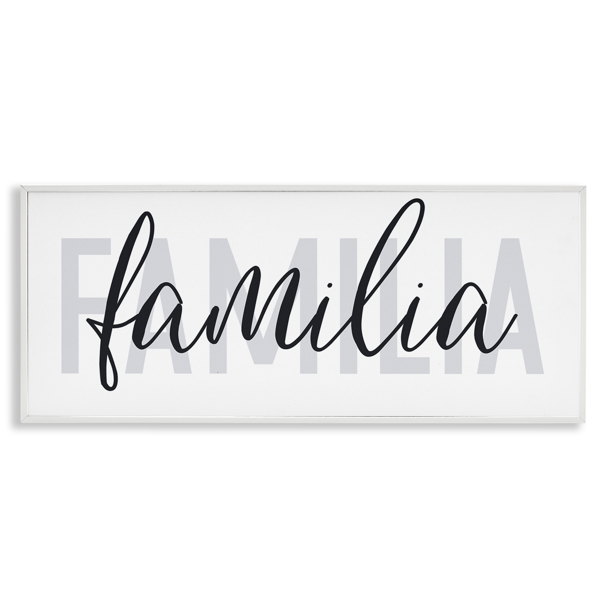 Stupell Industries Familia con Diseño Minimalista Typography and Symbols Painting White Framed Art Print Wall Art, 30 x 13