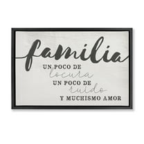 Stupell Industries Familia y Muchísimo Amor Inspirational Quotes & Sayings Painting Black Floater Framed Art Print Wall Art, 25 x 17