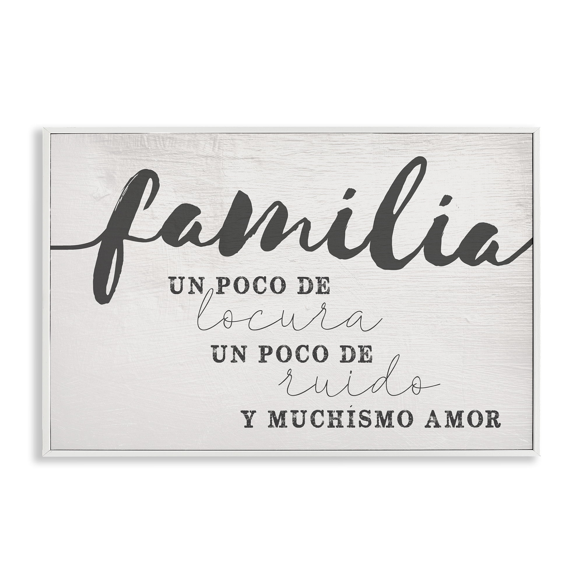 Stupell Industries Familia y Muchísimo Amor Inspirational Quotes & Sayings Painting White Framed Art Print Wall Art, 24 x 16
