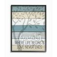 thumbnail image 1 of Stupell Industries Family Begin and End Quote Tree Wood Grain Blue Tan Phrase Framed Wall Art Design by Kim Allen, 24" x 30", Black Framed, 1 of 7