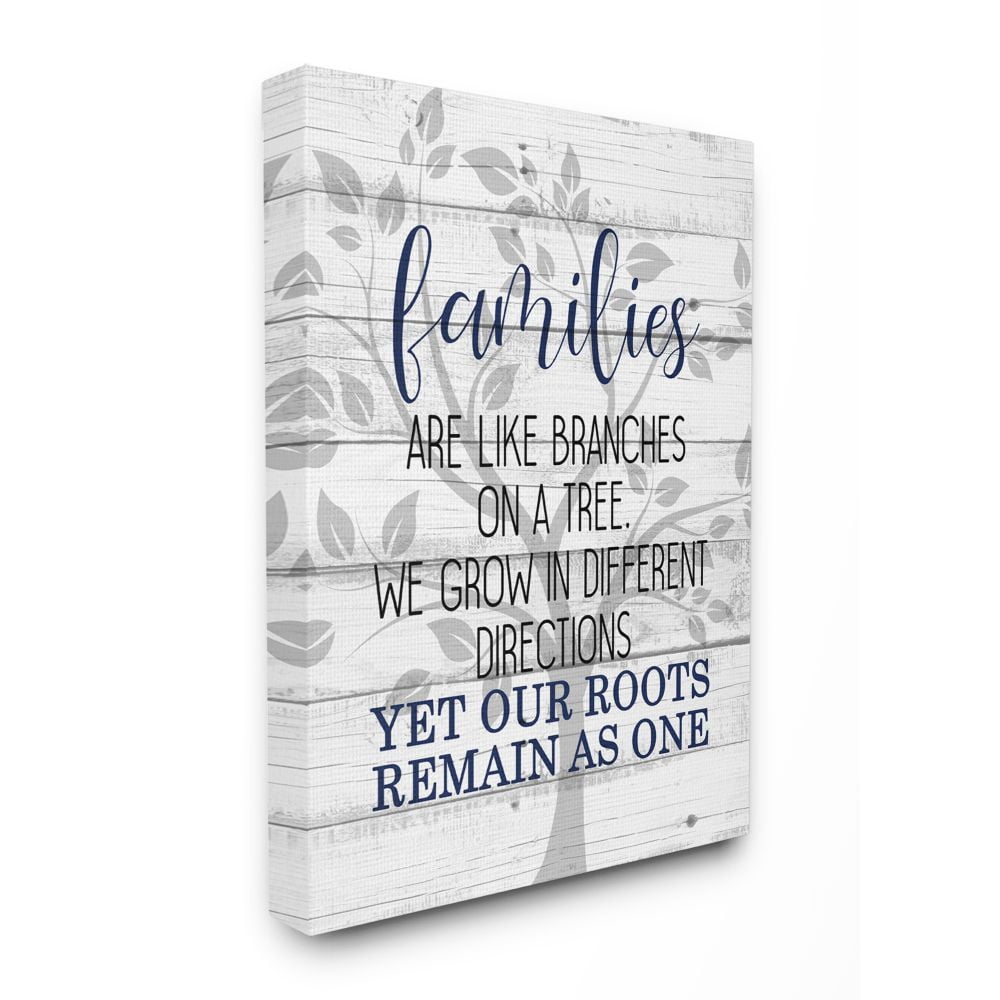 Stupell Industries Family Branches and Roots Phrase Tree Growth Inspiration Canvas Wall Art Design by Kim Allen, 16" x 20"