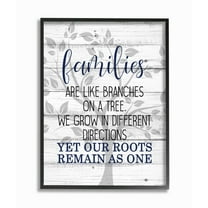 Stupell Industries Family Branches and Roots Phrase Tree Growth Inspiration Framed Wall Art Design by Kim Allen, 16" x 20", Black Framed