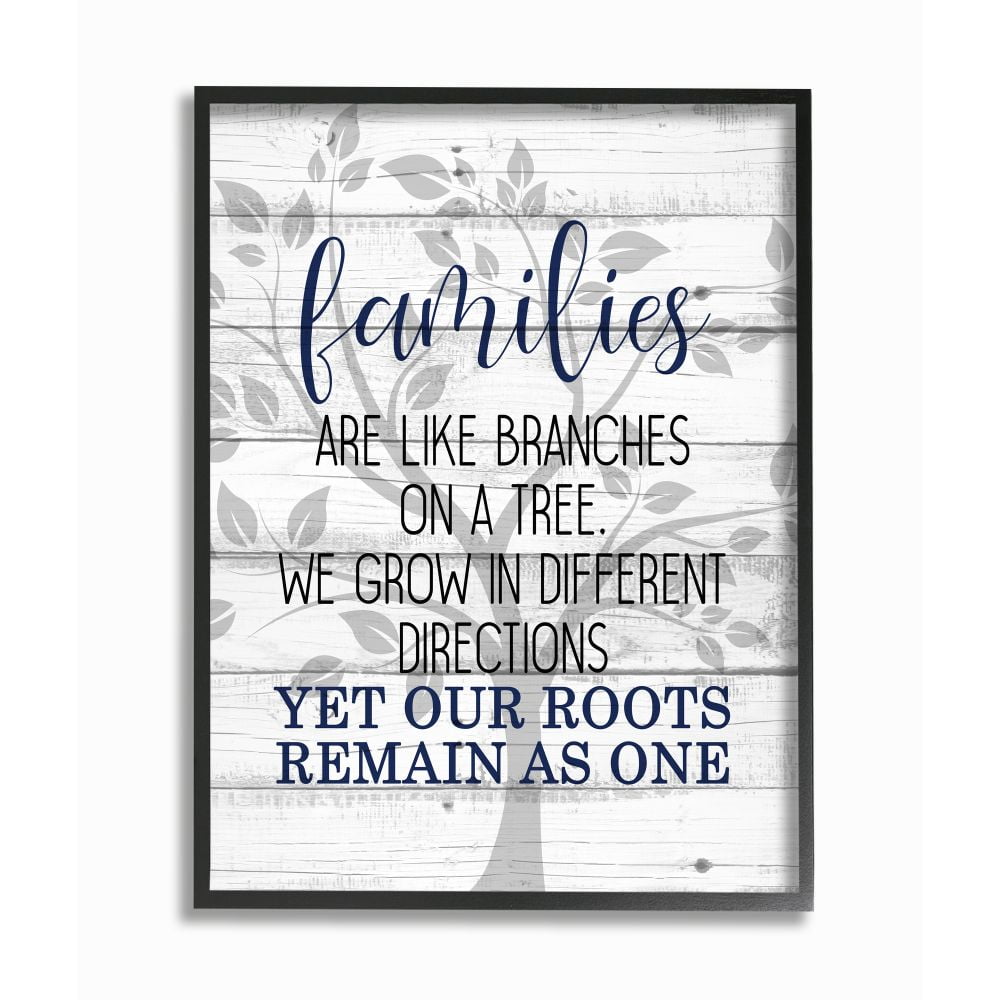 Stupell Industries Family Branches and Roots Phrase Tree Growth Inspiration Framed Wall Art Design by Kim Allen, 24" x 30", Black Framed