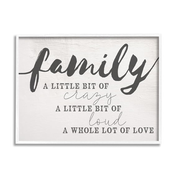Stupell Industries Family Crazy Loud Love Inspirational Word Design, 11 x 14,Design by Daphne Polselli