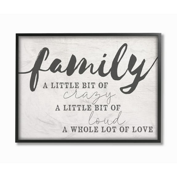 Stupell Industries Family Crazy Loud Love Inspirational Word Design Framed Wall Art by Daphne Polselli