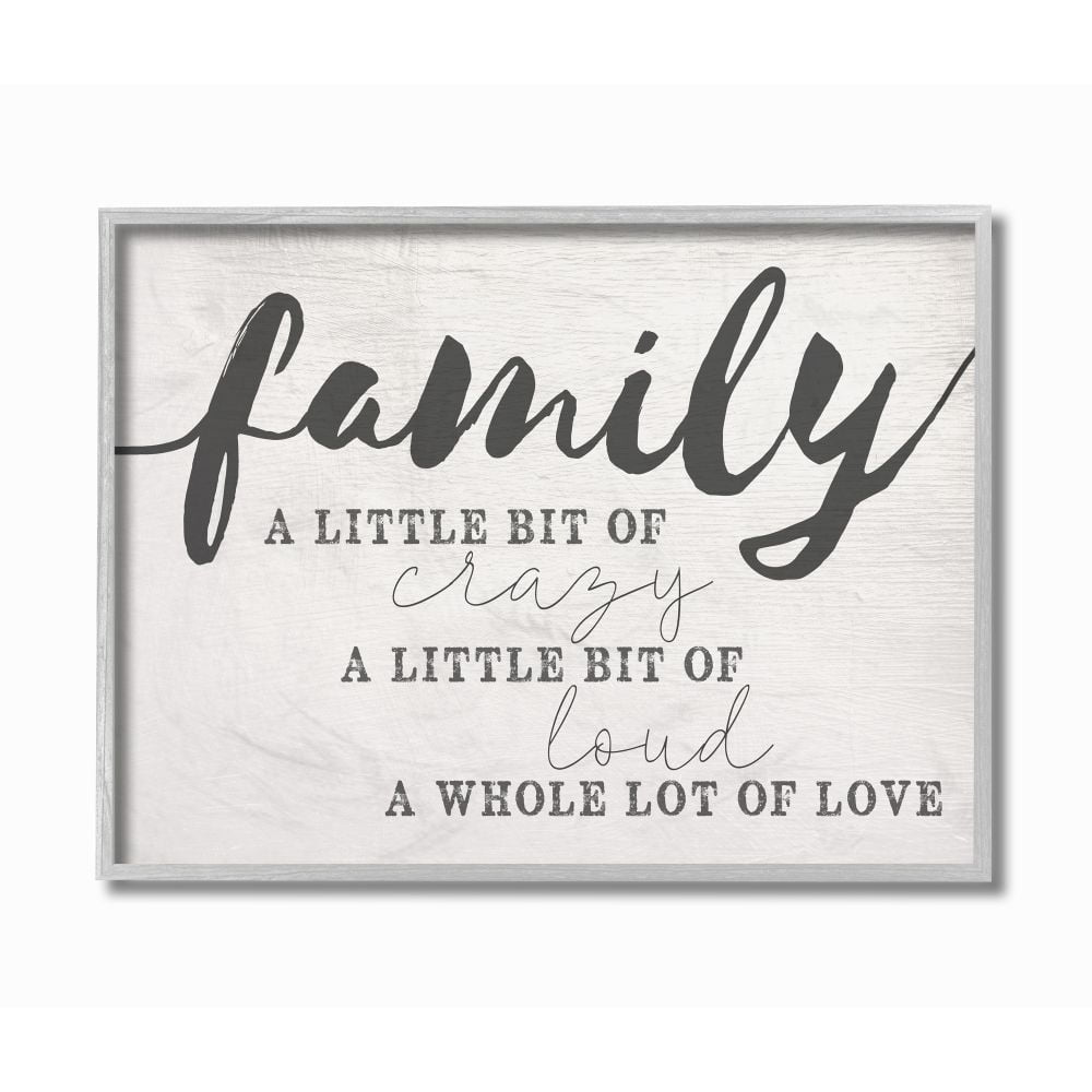 Stupell Industries Family Crazy Loud Love Inspirational Word Design Framed Wall Art by Daphne Polselli