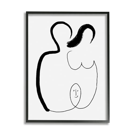 Stupell Industries Family Embrace Abstraction Modern Minimal Line Movement Abstract Painting Black Framed Art Print Wall Art, 11 x 14