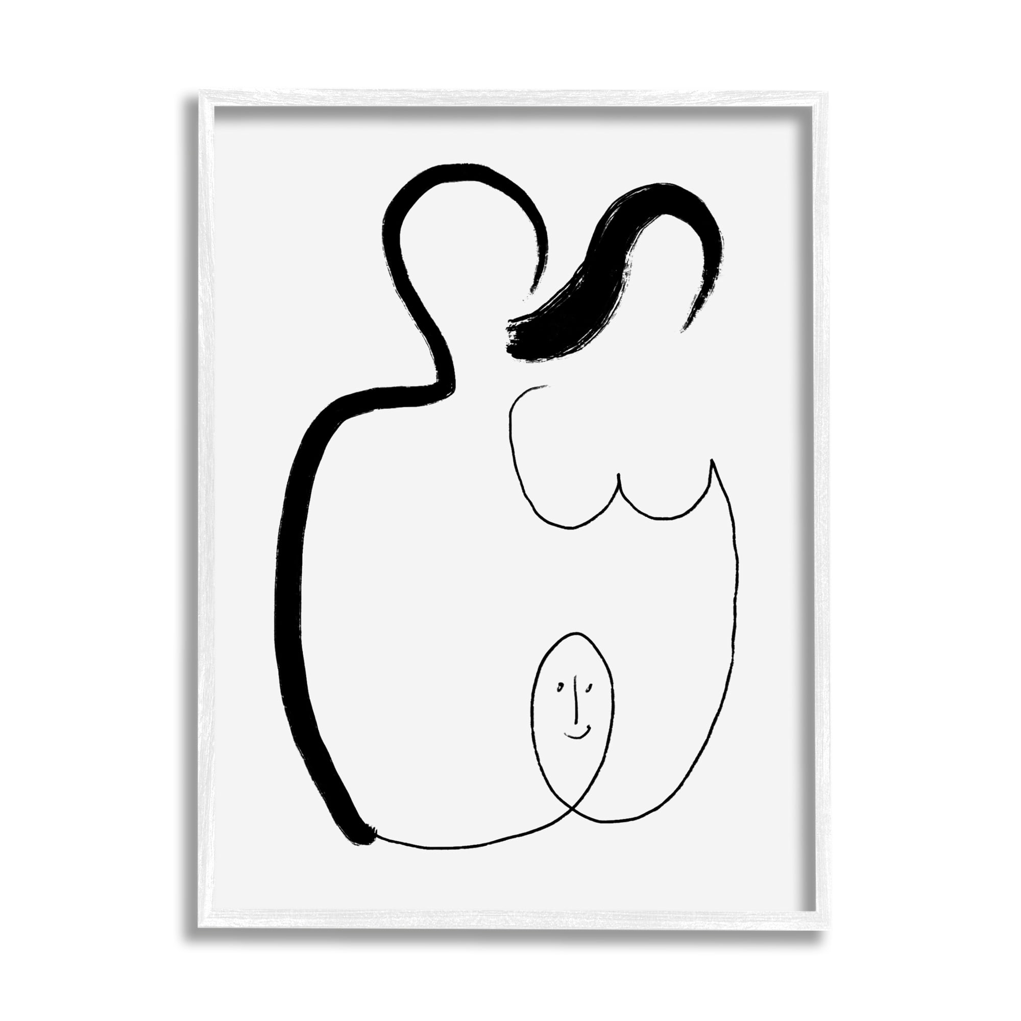 Stupell Industries Family Embrace Abstraction Modern Minimal Line Movement Abstract Painting White Framed Art Print Wall Art, 24 x 30