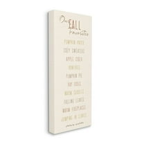Stupell Industries Family Fall Favorites Autumn Soft Warm Colors Listed Sign Canvas Wall Art Design by Gigi Louise, 10" x 24"
