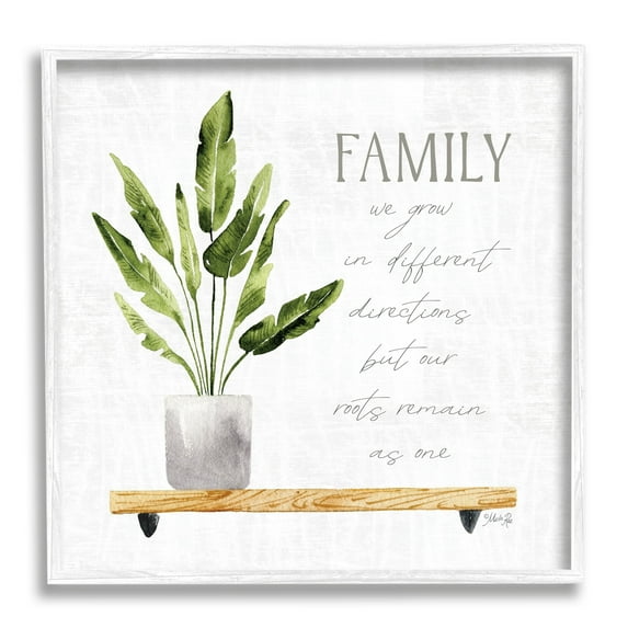 Stupell Industries Family Grows Different But Roots Remain Quote Green Plant, 17 x 17, Design by Marla Rae