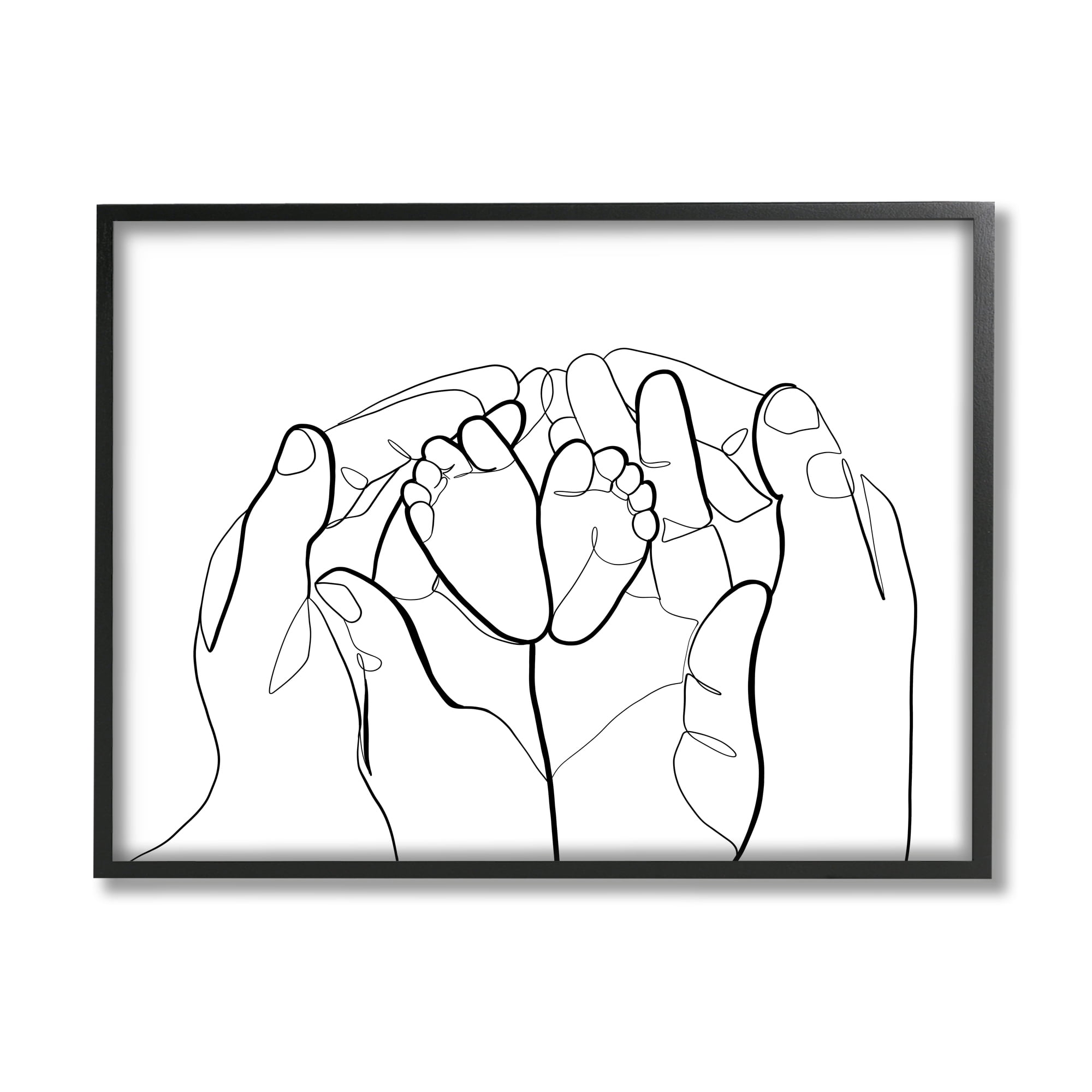 Stupell Industries Family Hands Holding Baby Feet Minimal Modern Linework, 24 x 30, Designed by Ros Ruseva