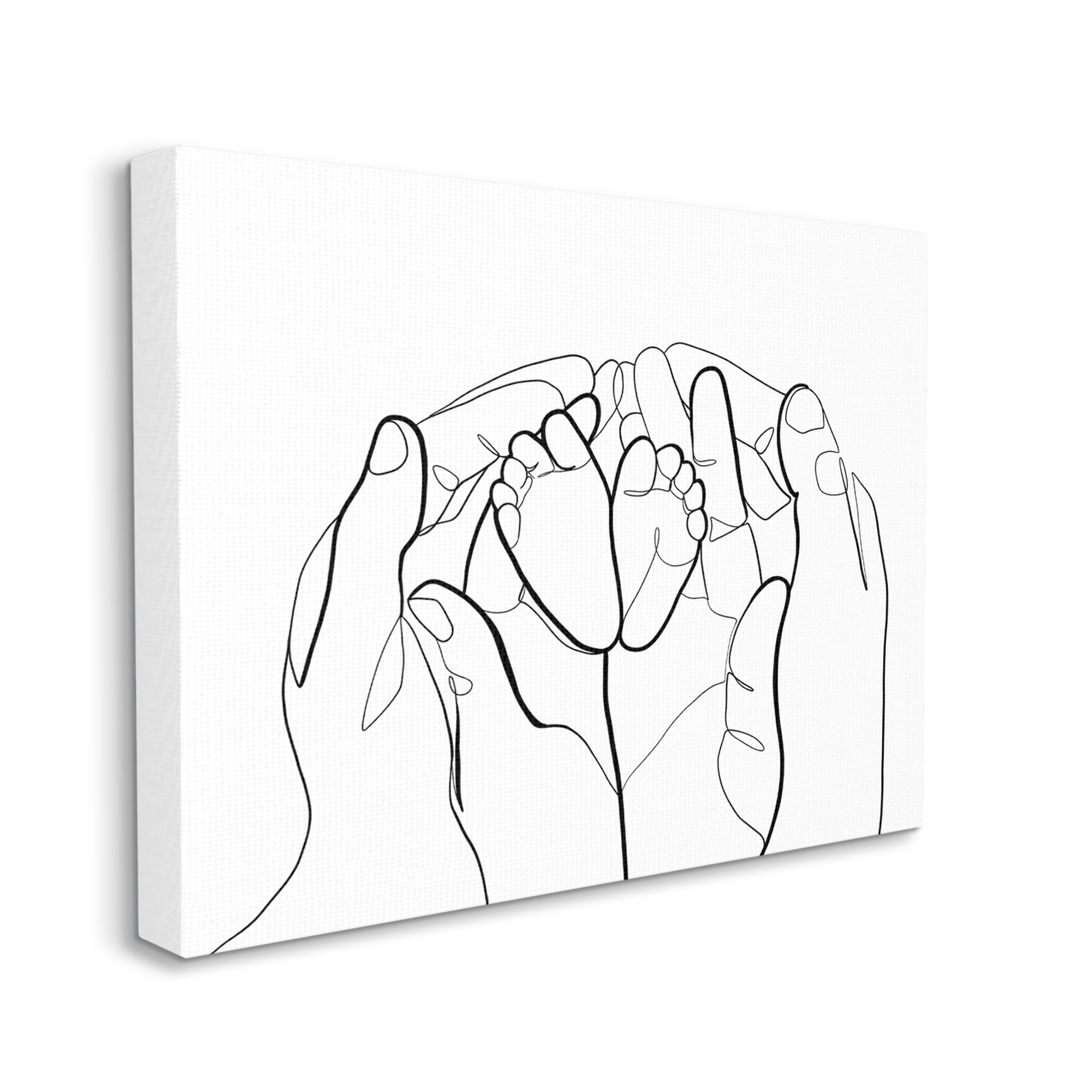 Stupell Industries Family Hands Holding Baby Feet Minimal Modern Linework Country Painting Gallery-Wrapped Canvas Print Wall Art, 24 x 30, Design by Ros Ruseva