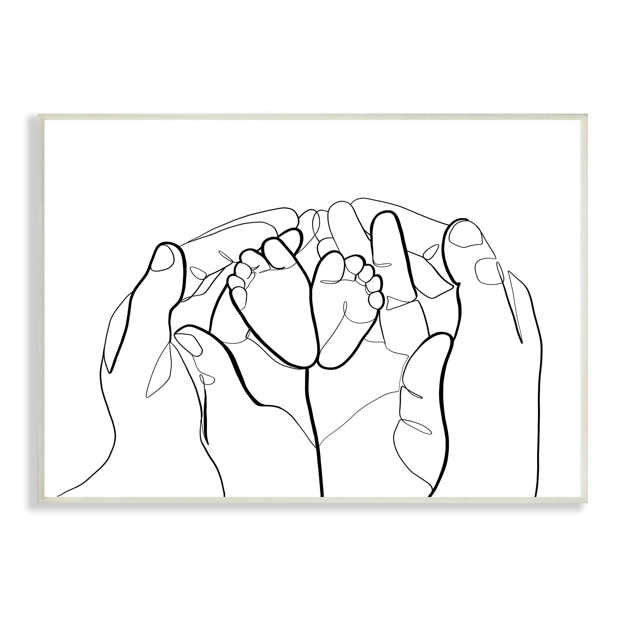 Stupell Industries Family Hands Holding Baby Feet Minimal Modern Linework Country Painting Unframed Art Print Wall Art, 13 x 19, Design by Ros Ruseva