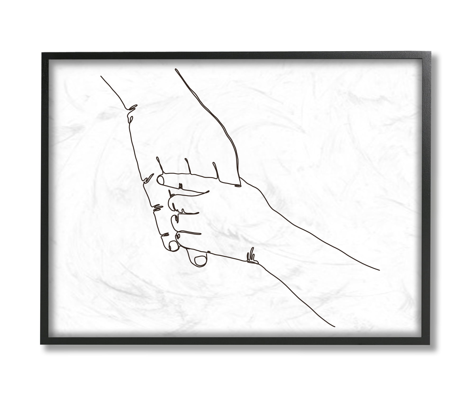 Stupell Industries Family Holding Hands Pose Minimal Linework Black Framed, 11 x 14, Design by Ziwei Li