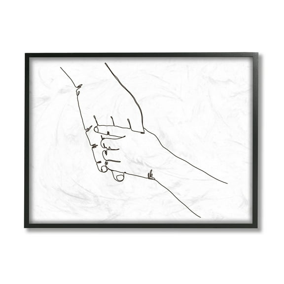 Stupell Industries Family Holding Hands Pose Minimal Linework Black Framed, 24 x 30, Design by Ziwei Li