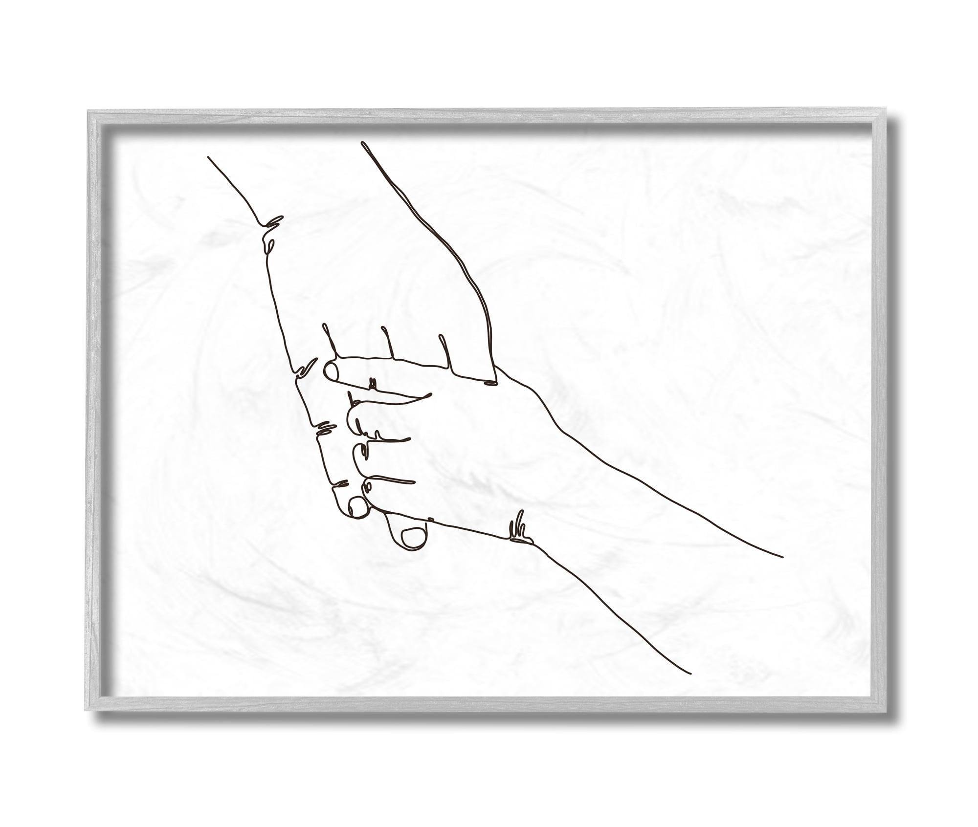 Stupell Industries Family Holding Hands Pose Minimal Linework Grey Framed, 11 x 14, Design by Ziwei Li