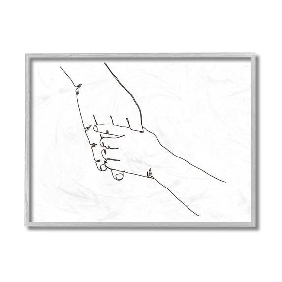 Stupell Industries Family Holding Hands Pose Minimal Linework Grey Framed, 16 x 20, Design by Ziwei Li