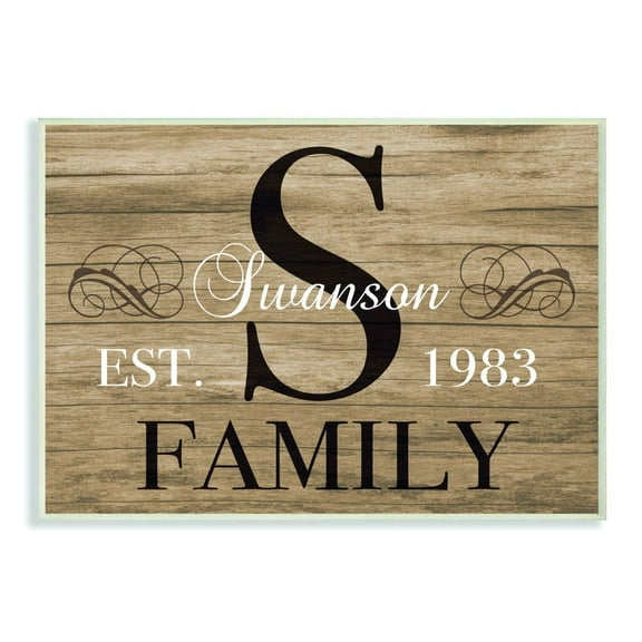 Stupell Industries Family Initial Personalized Home Performing Arts Painting Unframed Art Print Wall Art, 10 x 15