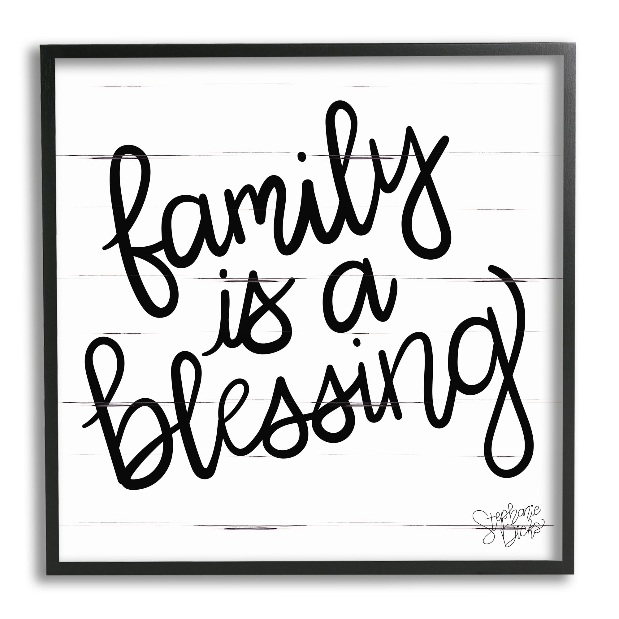 Stupell Industries Family Is Blessing Rustic Minimal Calligraphy Sign, 12 x 12, Design by Stephanie Dicks