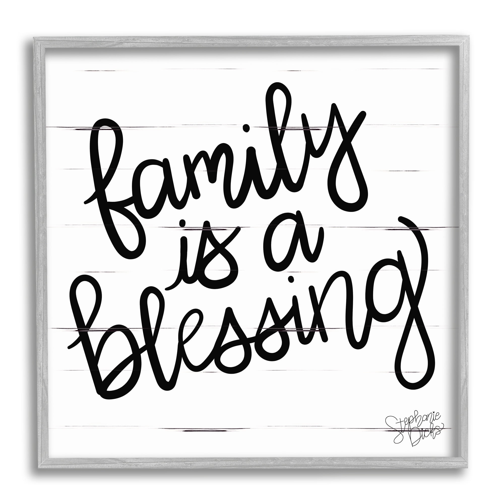 Stupell Industries Family Is Blessing Rustic Minimal Calligraphy Sign, 17 x 17, Design by Stephanie Dicks