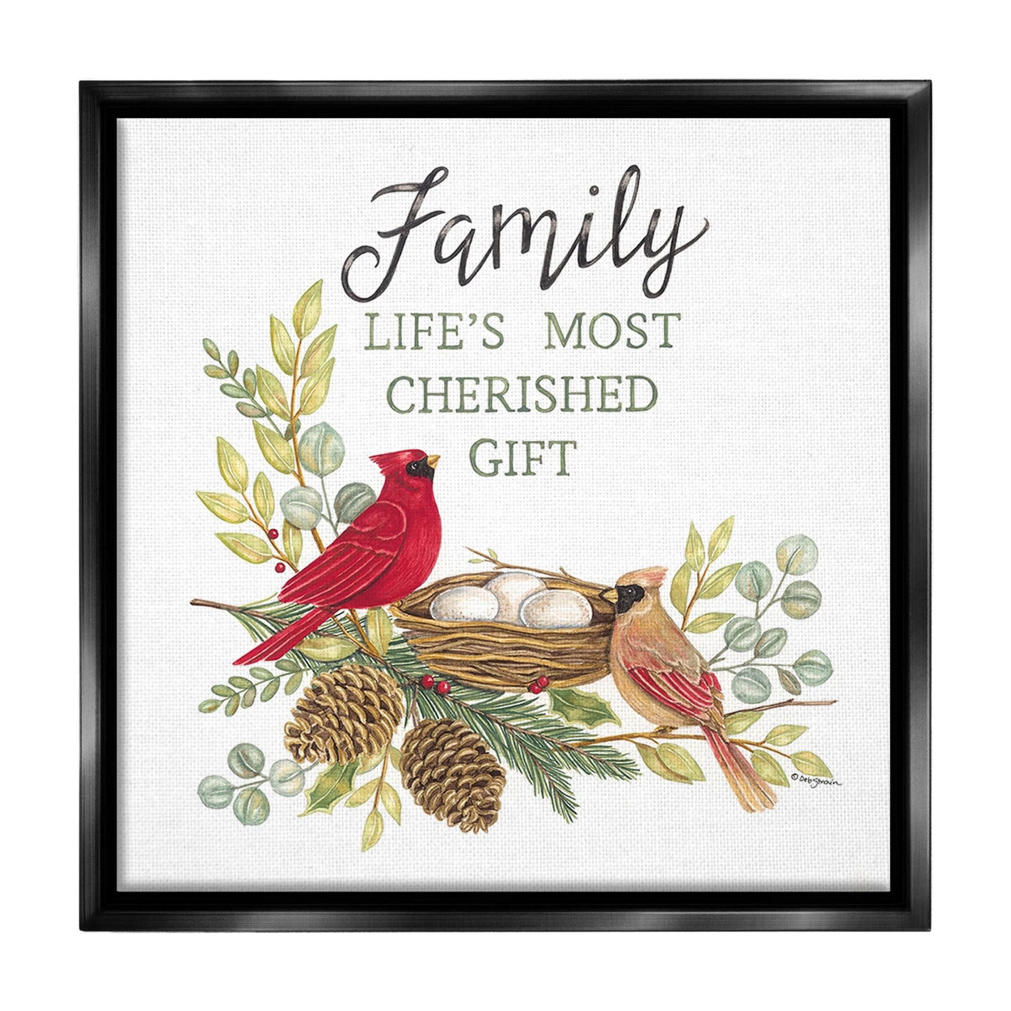 Stupell Industries Family Is Cherished Gift Animals & Insects Painting Black Floater Framed Canvas Art Print Wall Art, 25 x 25
