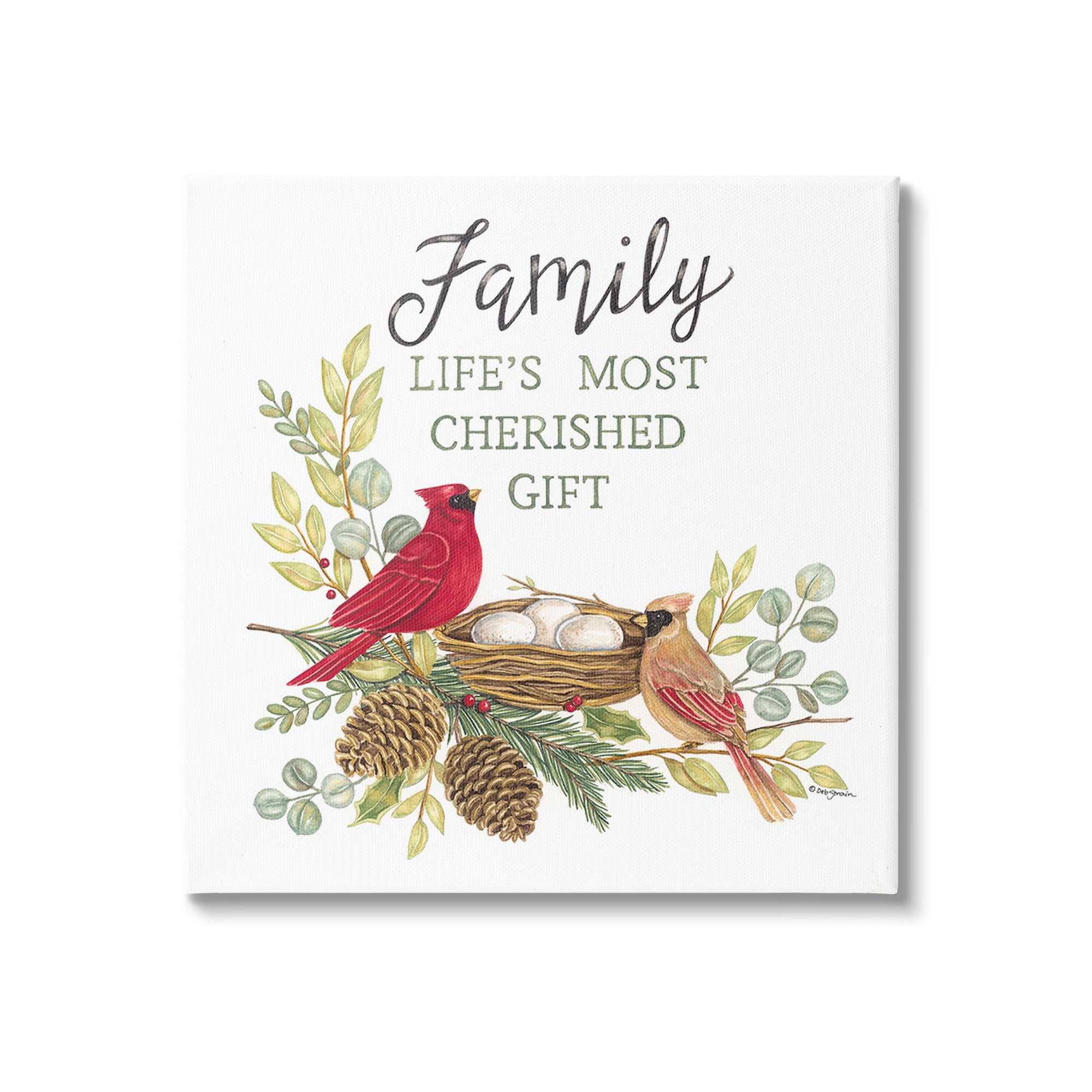 Stupell Industries Family Is Cherished Gift Animals & Insects Painting Gallery Wrapped Canvas Art Print Wall Art, 30 x 30