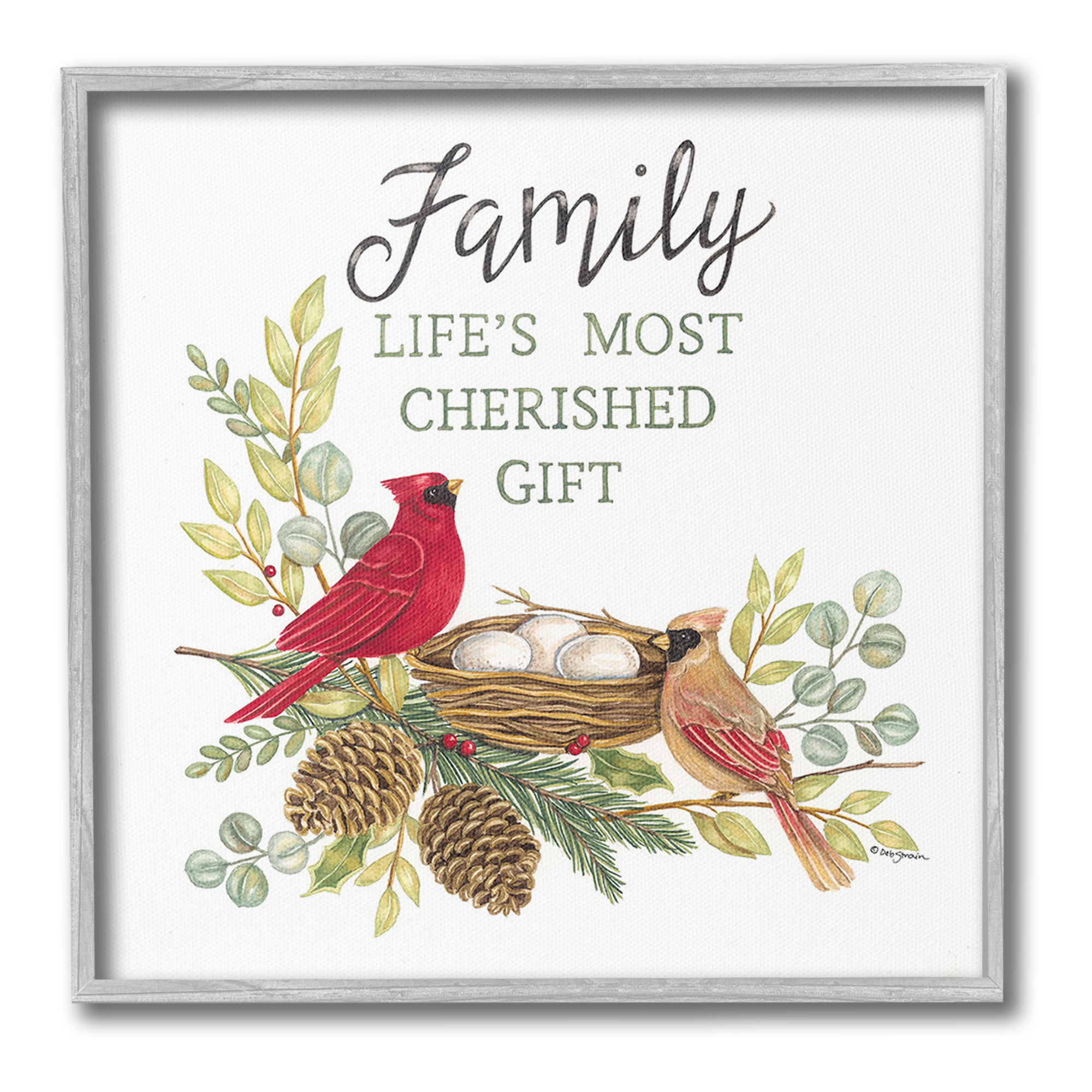 Stupell Industries Family Is Cherished Gift Animals & Insects Painting Gray Framed Art Print Wall Art, 17 x 17