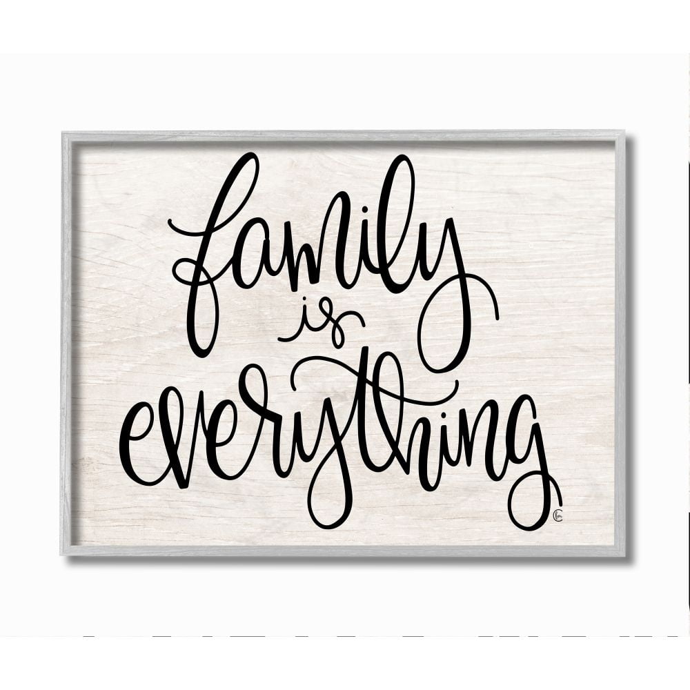 Stupell Industries Family Is Everything Rustic Quote Farm Home Sign Framed Wall Art Design by Fearfully Made Creations, 16" x 20", Gray Framed