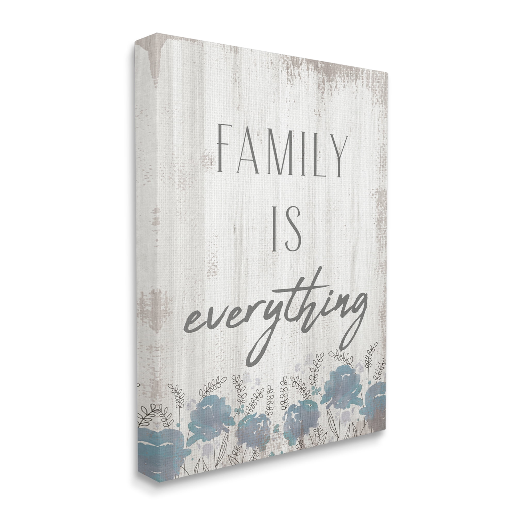 Stupell Industries Family Is Everything Sentiment Blue Wild Flowers, 24 x 30, Designed by Daphne Polselli
