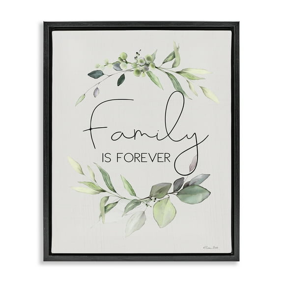 Stupell Industries Family Is Forever Botanical & Floral Painting Black Floater Framed Canvas Art Print Wall Art, 17 x 21