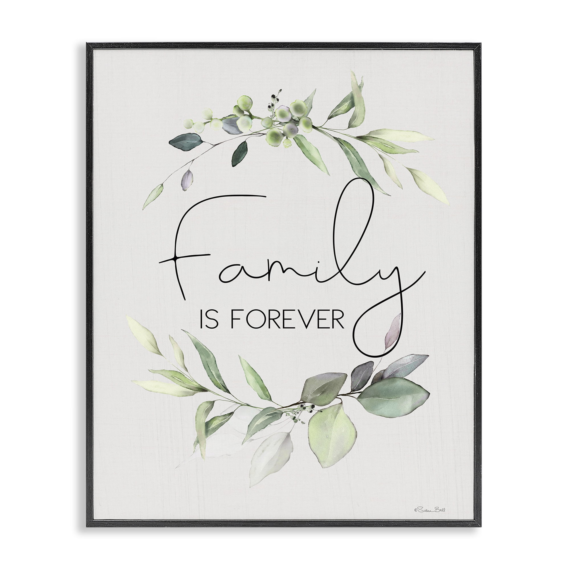 Stupell Industries Family Is Forever Botanical & Floral Painting Black Framed Art Print Wall Art, 16 x 20