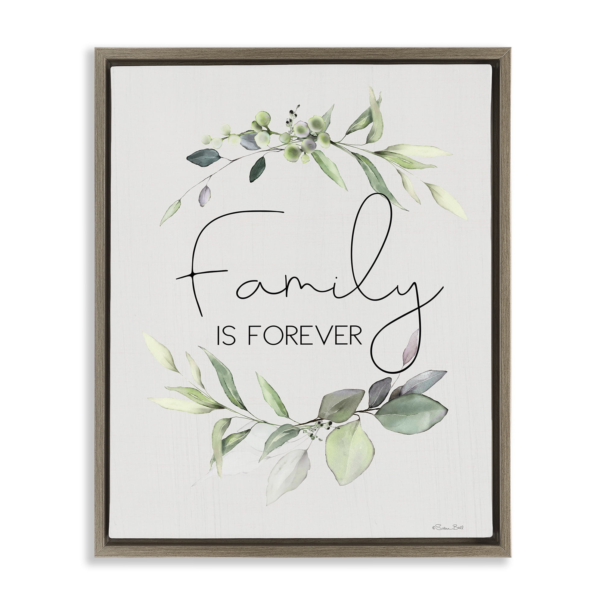 Stupell Industries Family Is Forever Botanical & Floral Painting Brown Floater Framed Canvas Art Print Wall Art, 25 x 31