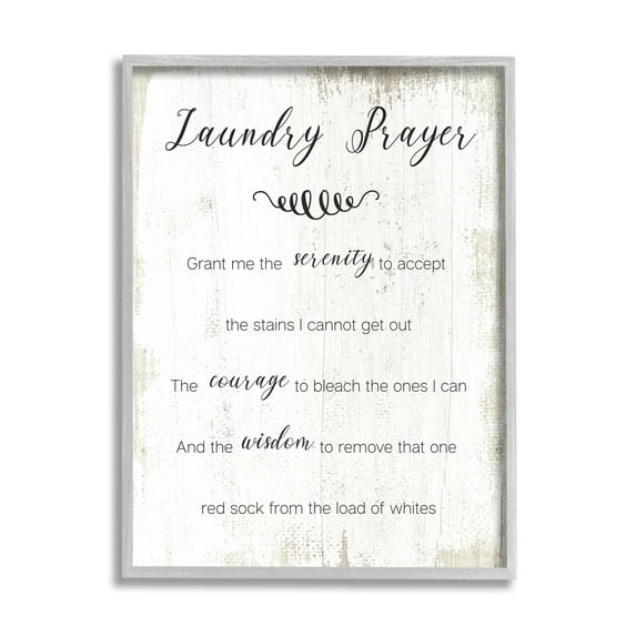 Stupell Industries Family Laundry Room Prayer Faith Inspired Humor Graphic Art Gray Framed Art Print Wall Art, 24x30, by Daphne Polselli