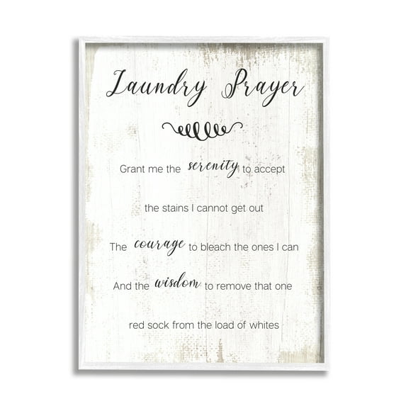Stupell Industries Family Laundry Room Prayer Faith Inspired Humor Graphic Art White Framed Art Print Wall Art, 24x30, by Daphne Polselli
