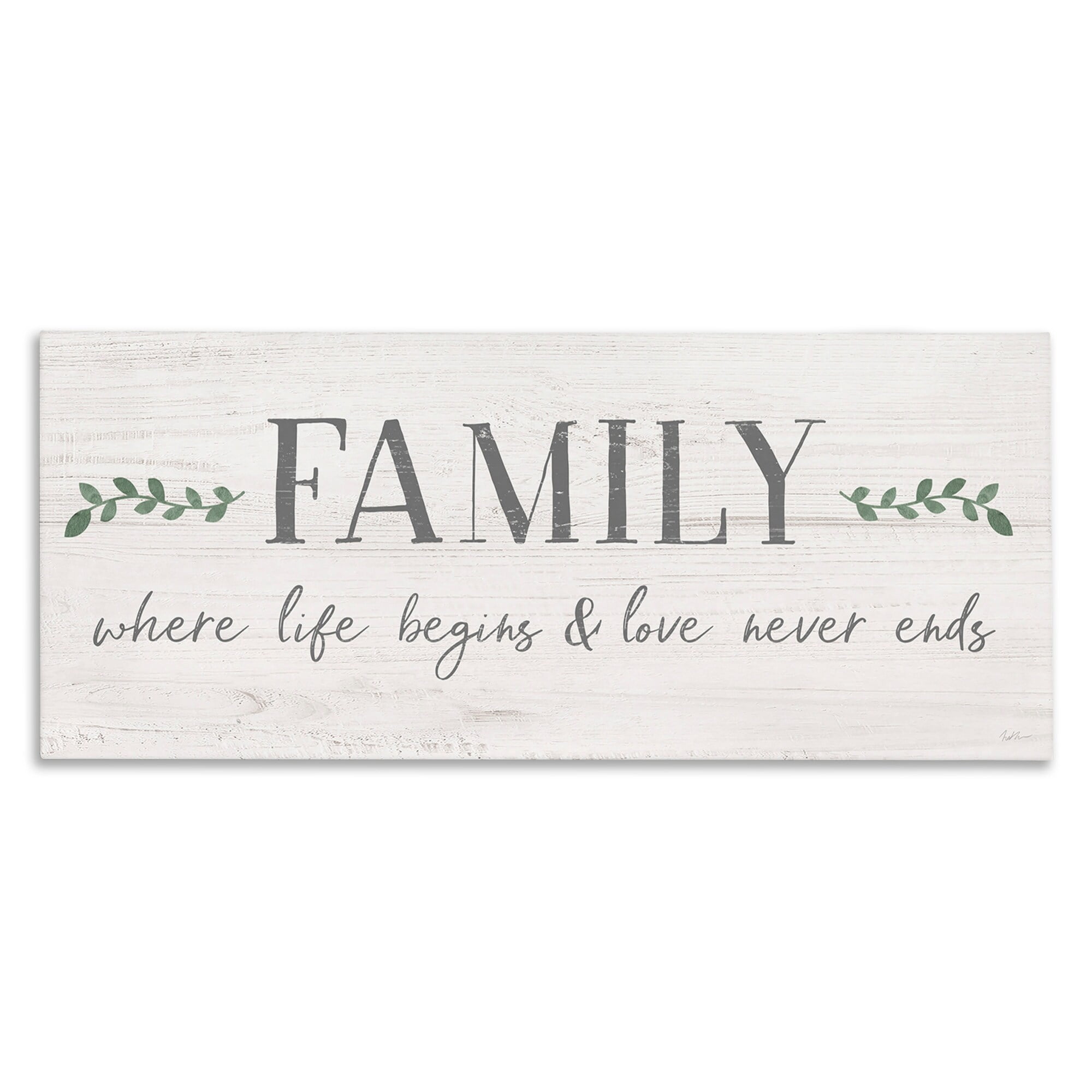 Stupell Industries Family Life Begins Love Never Ends Motivational Phrase, 24 x 10,Design by Natalie Carpentieri
