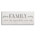 thumbnail image 1 of Stupell Industries Family Life Begins Love Never Ends Motivational Phrase Graphic Art Gallery-Wrapped Canvas Print Wall Art, 40x17, by Natalie Carpentieri, 1 of 7