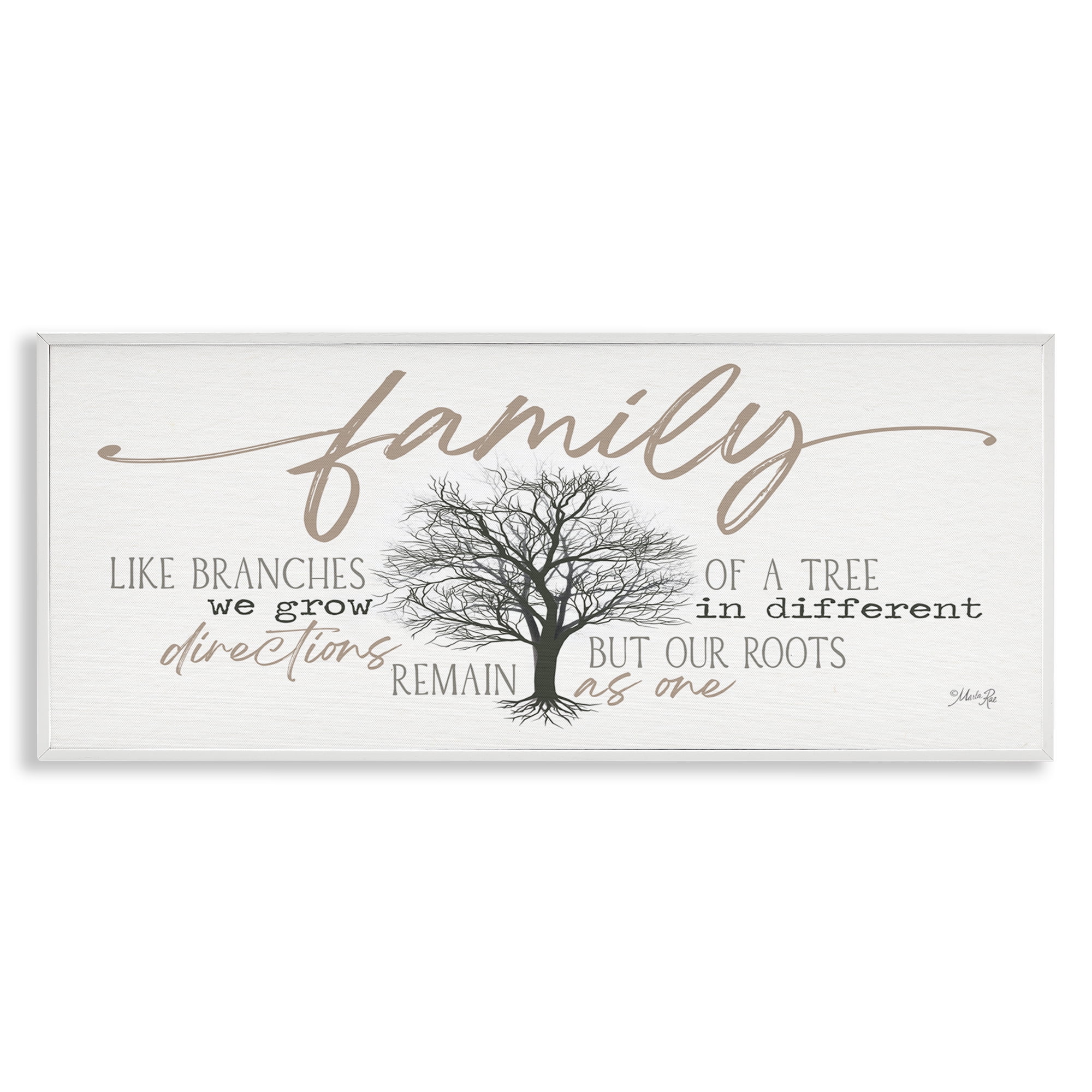 Stupell Industries Family Like a Tree Sentiment Text & Numbers Painting White Framed Art Print Wall Art, 24 x 10