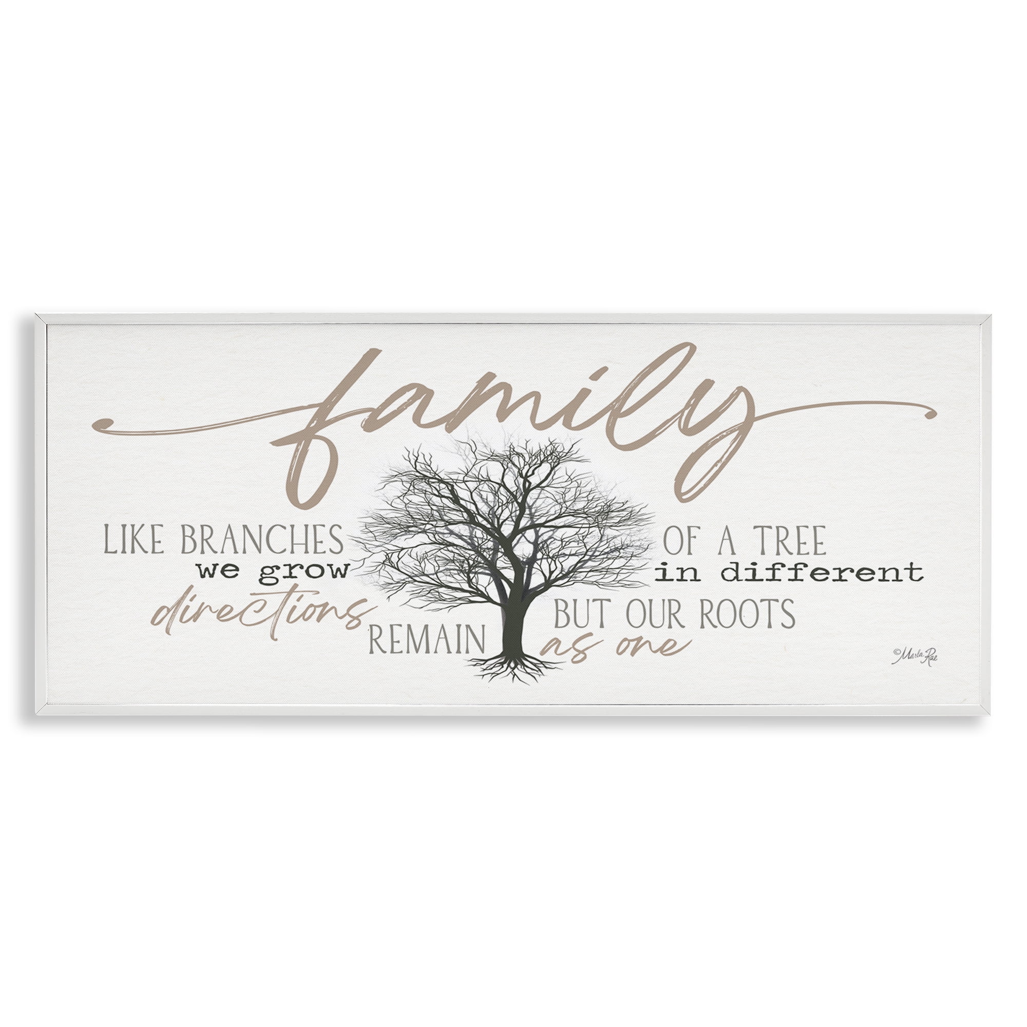 Stupell Industries Family Like a Tree Sentiment Text & Numbers Painting White Framed Art Print Wall Art, 30 x 13