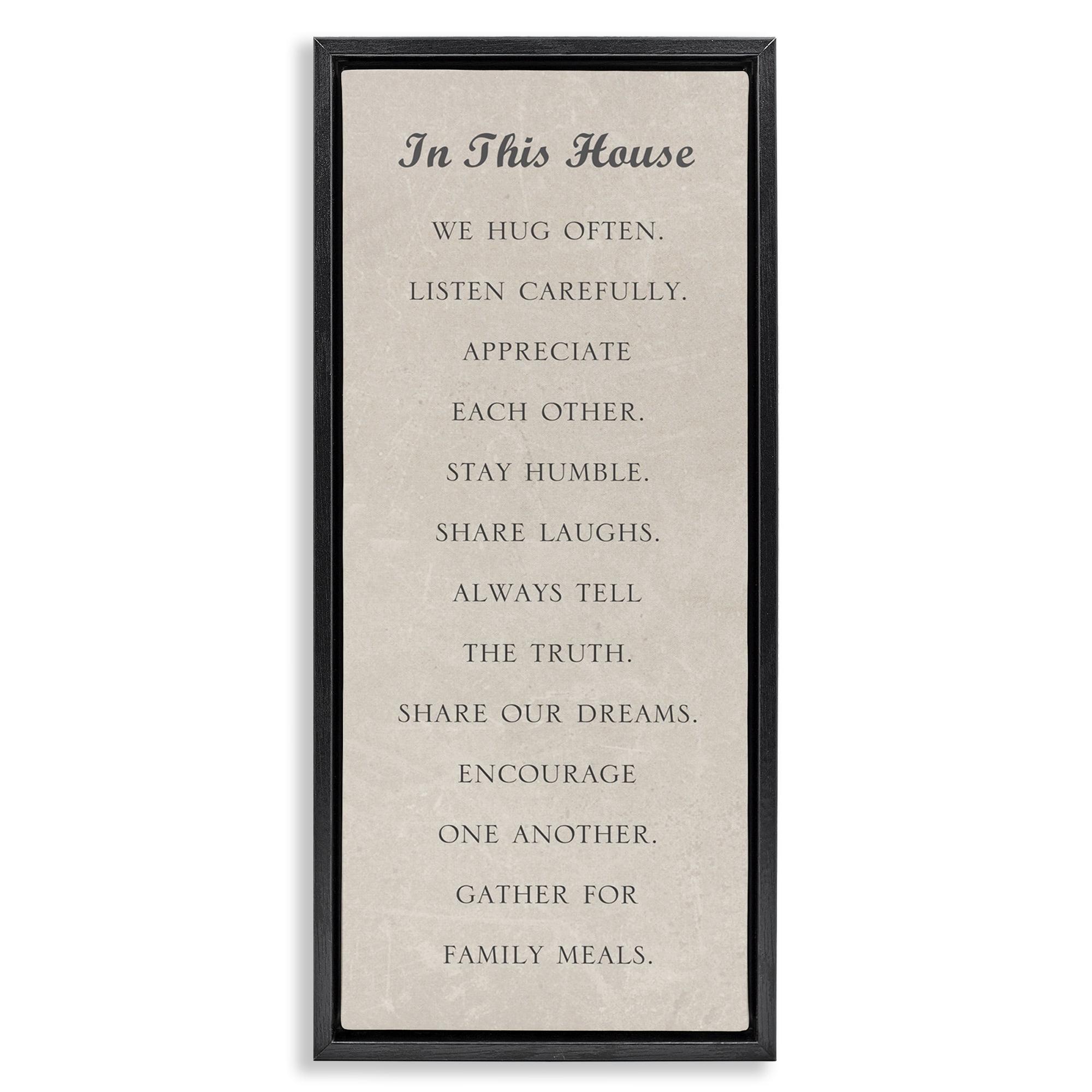 Stupell Industries Family Love Phrases Typography Painting Black Floater Framed Art Print Wall Art, 15 x 31