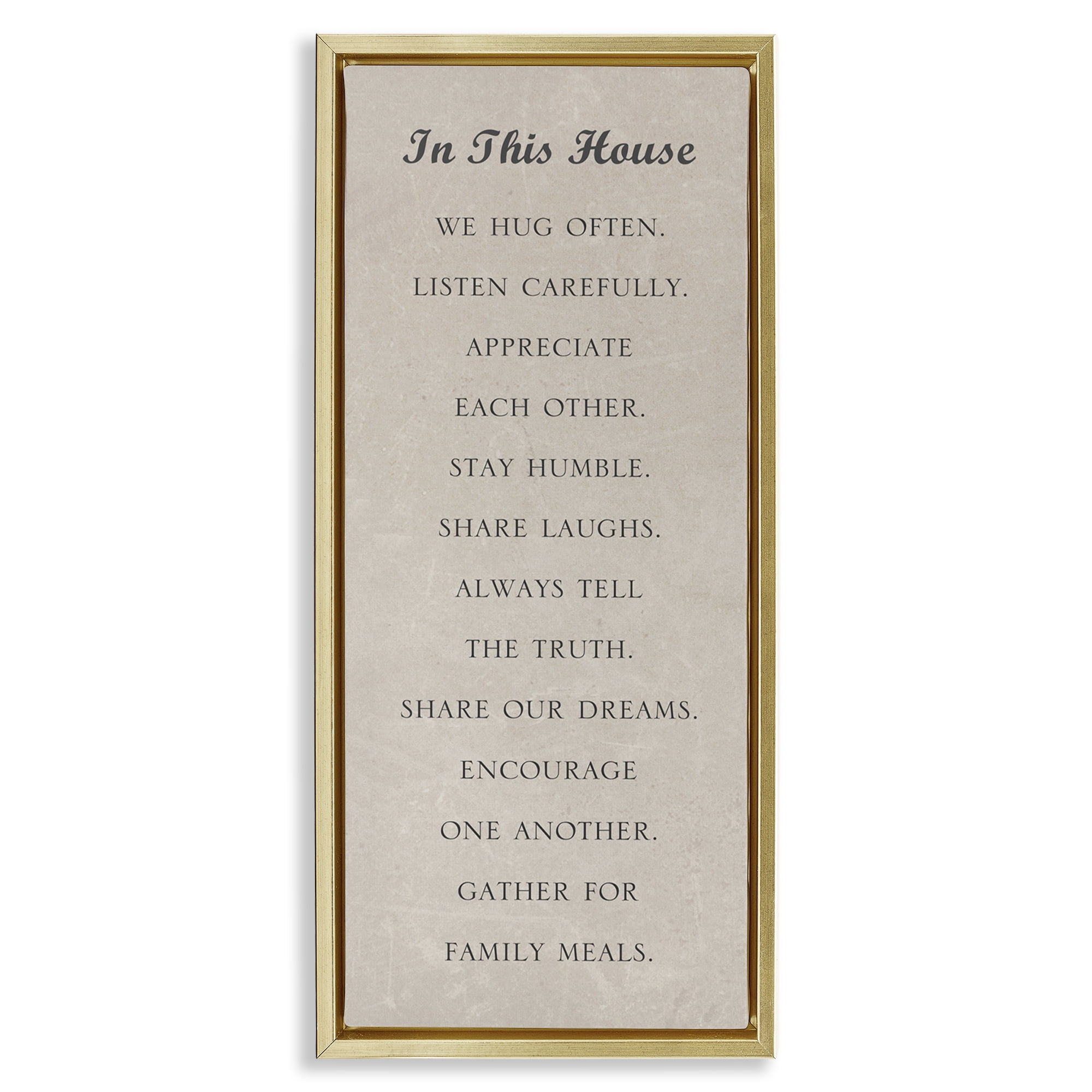 Stupell Industries Family Love Phrases Typography Painting Gold Floater Framed Art Print Wall Art, 11 x 25
