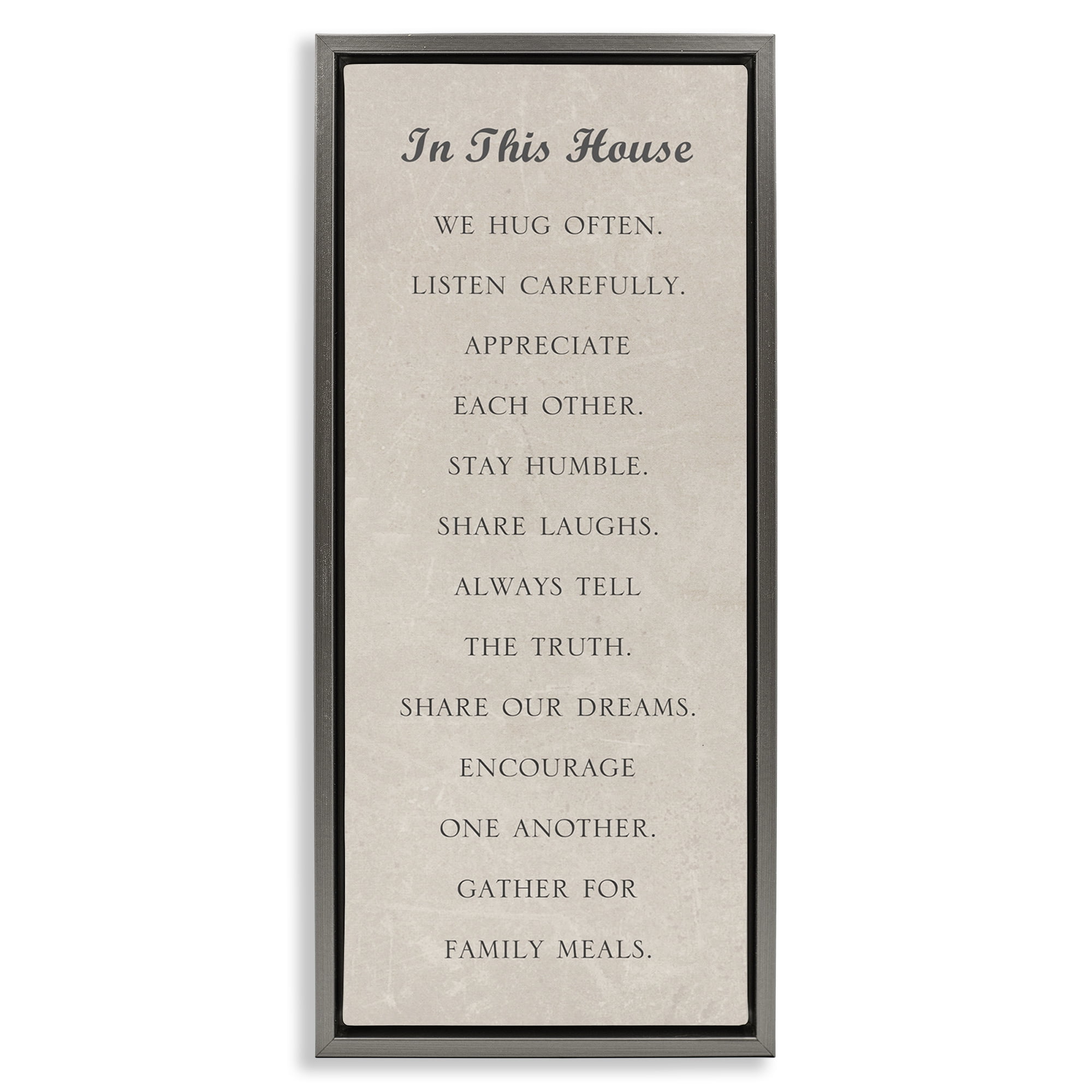 Stupell Industries Family Love Phrases Typography Painting Gray Floater Framed Art Print Wall Art, 15 x 31