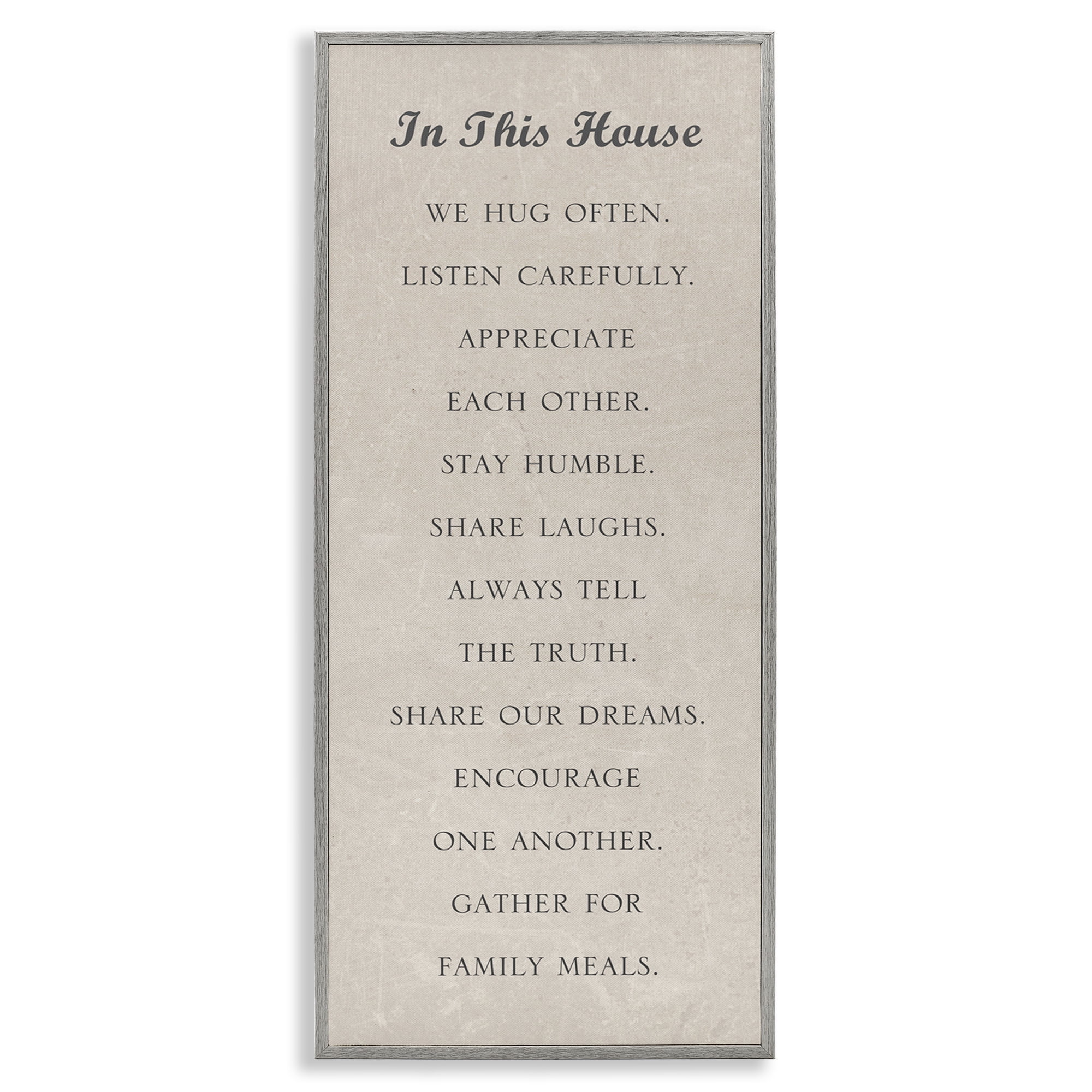 Stupell Industries Family Love Phrases Typography Painting Gray Framed Art Print Wall Art, 10 x 24