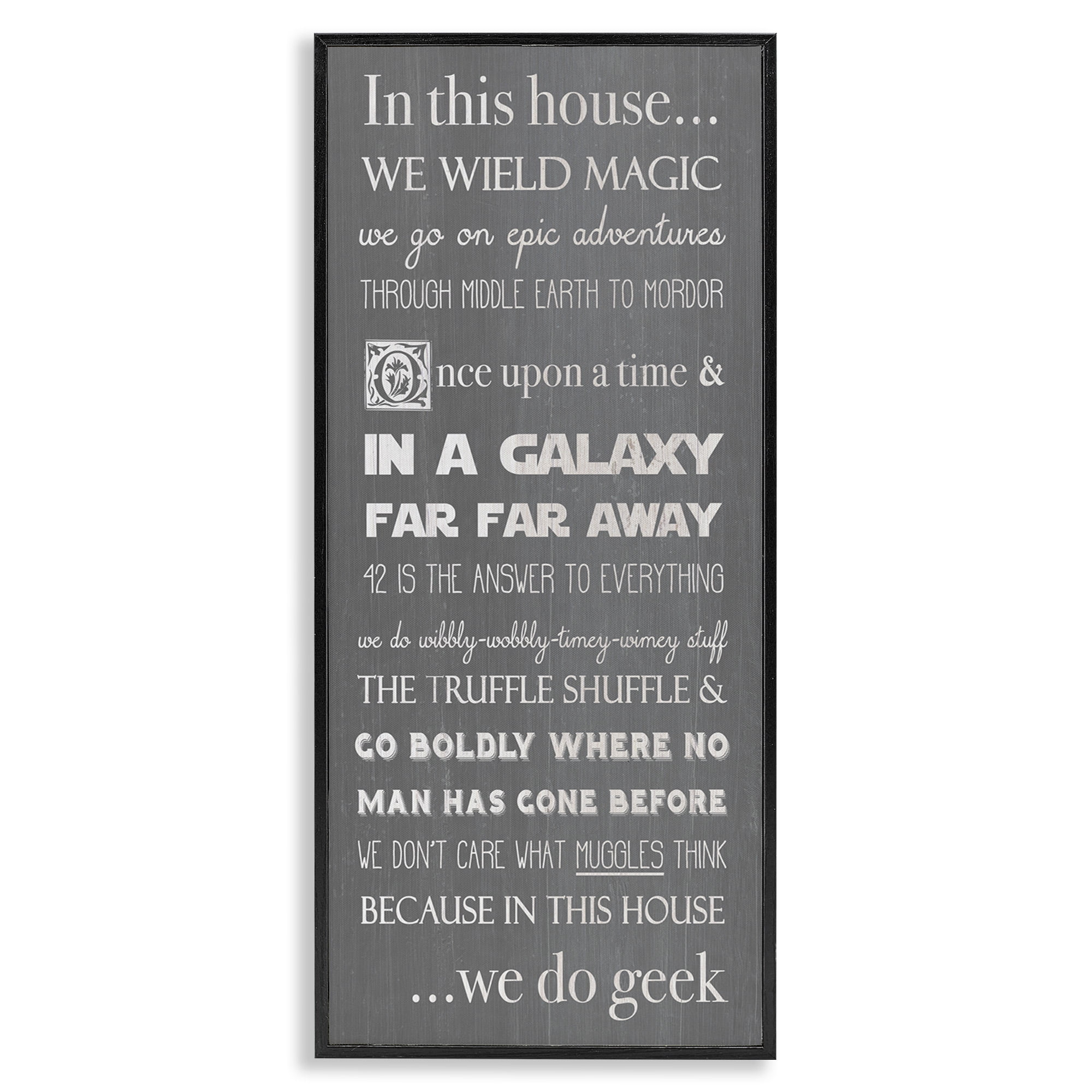 Stupell Industries Family Movie Night Phrases Typography Painting Black Framed Art Print Wall Art, 10 x 24